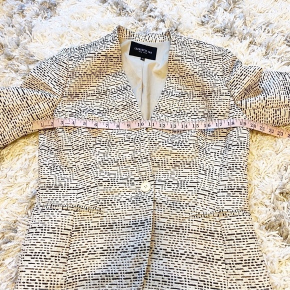 Lafayette 148 | Cream One Button Blazer Size 10 - Picture 9 of 10